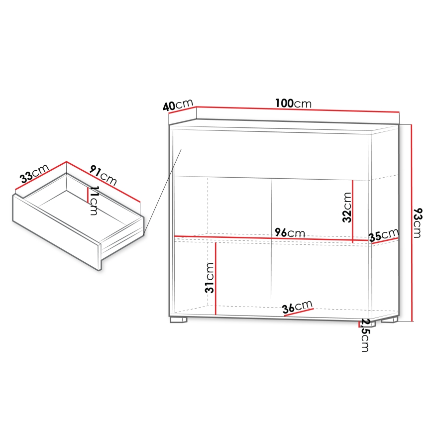 Cómoda GESITA 93x100 cm blanca