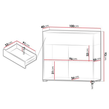 Cómoda GESITA 93x100 cm roble Cremona