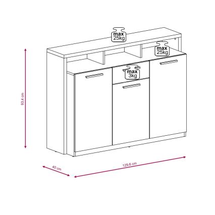 Cómoda LEBY roble sonoma/blanco