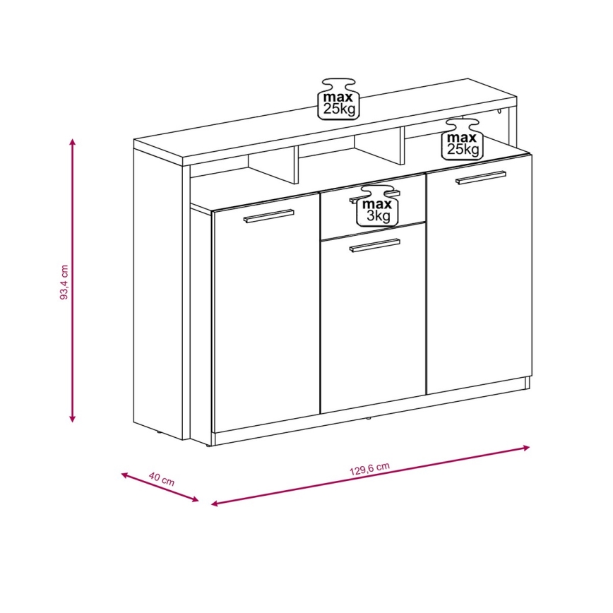 Cómoda LEBY roble sonoma/blanco