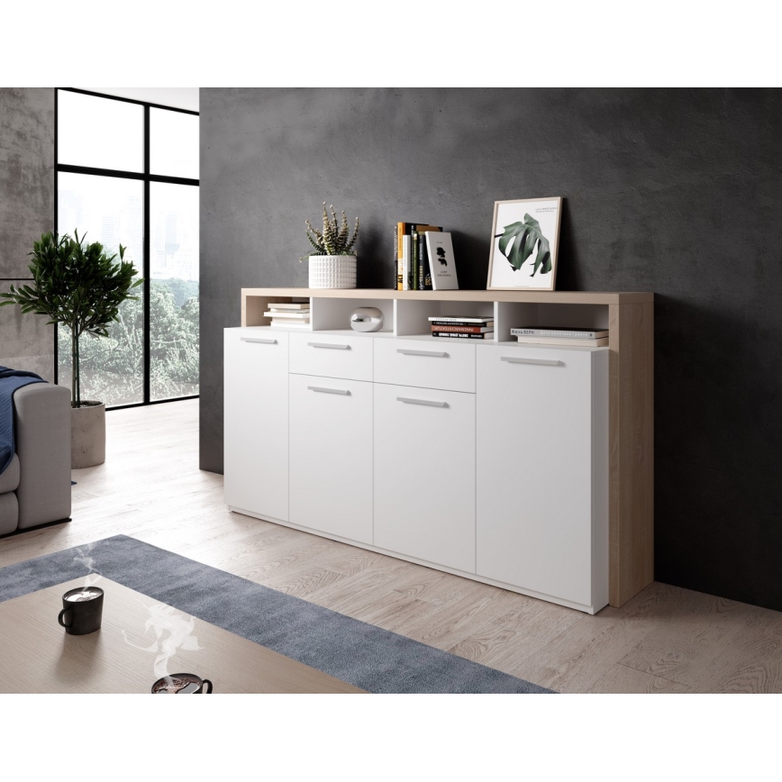 Cómoda LEBY roble sonoma/blanco