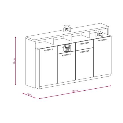 Cómoda LEBY roble sonoma/blanco