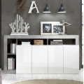 Cómoda LENOR blanca/gris efecto hormigón