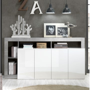 Cómoda LENOR blanca/gris efecto hormigón