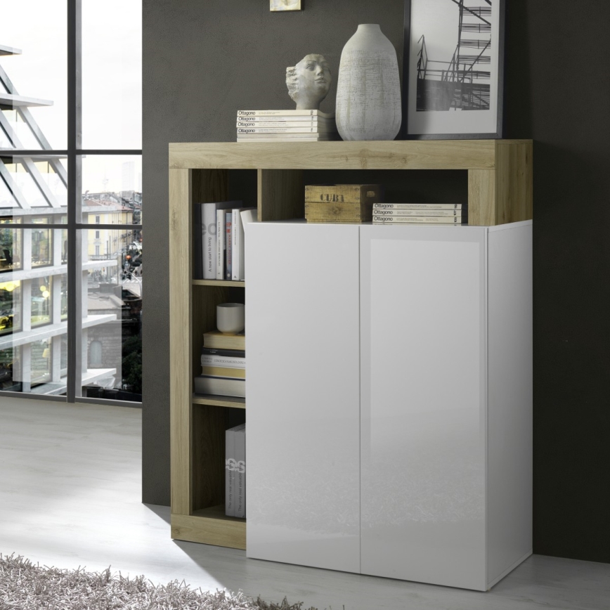 Cómoda LENOR blanca/marrón