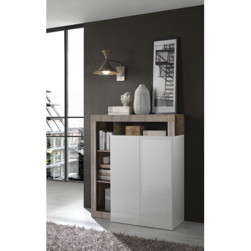 Cómoda LENOR blanca/marrón