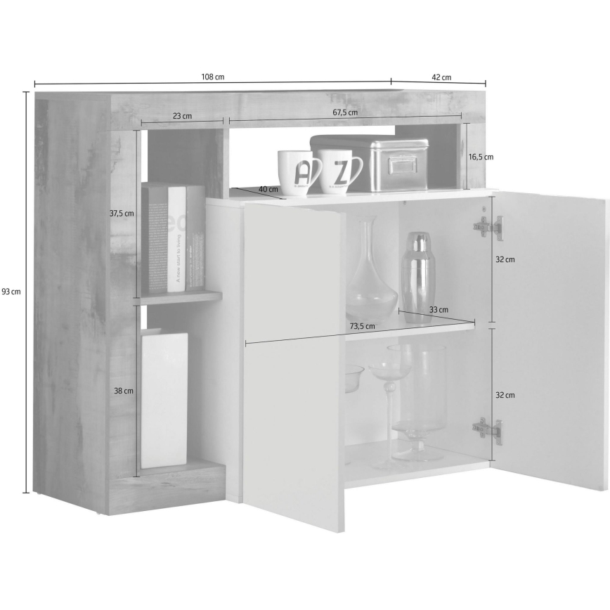 Cómoda LENOR blanca/marrón