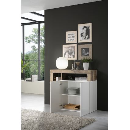 Cómoda LENOR blanca/marrón