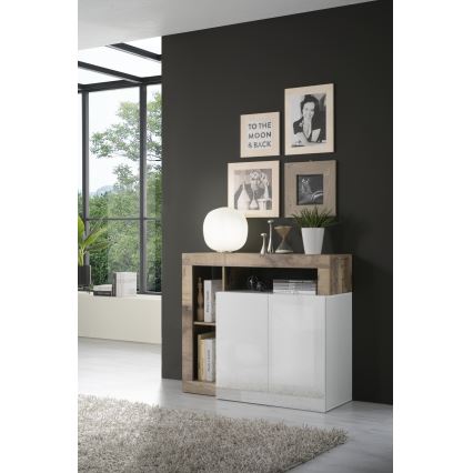 Cómoda LENOR blanca/marrón