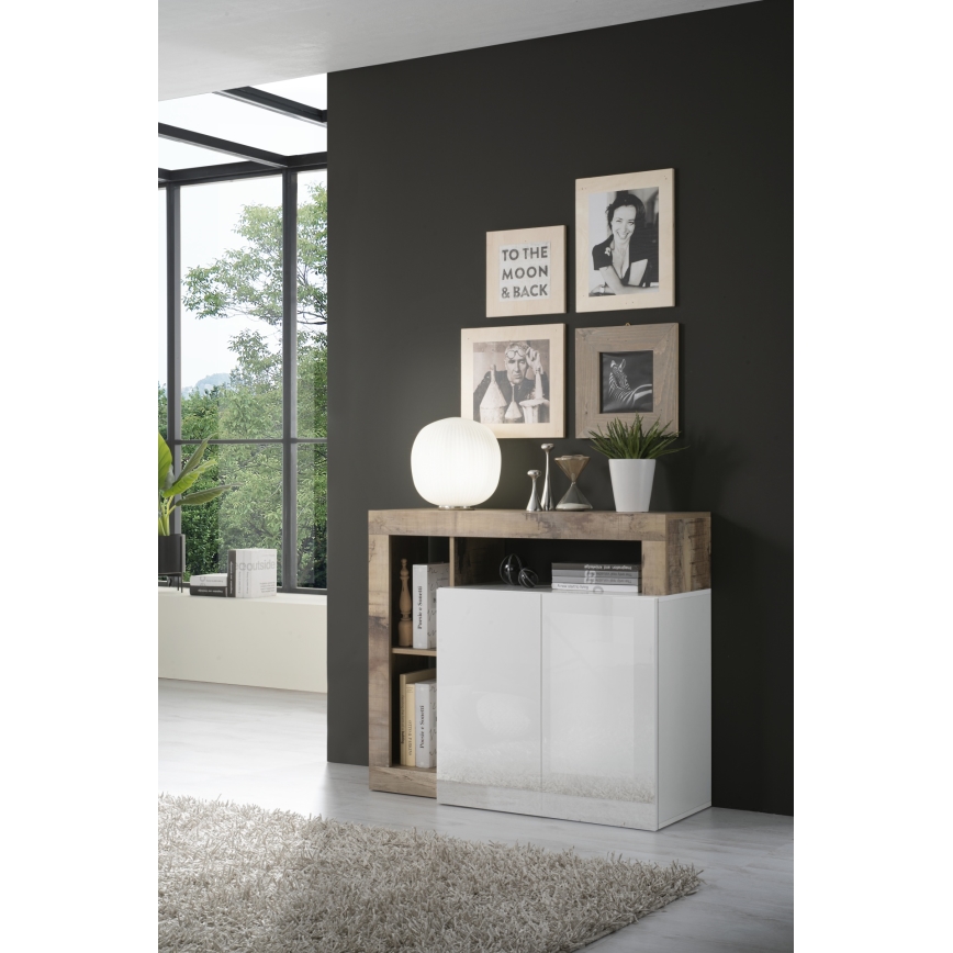 Cómoda LENOR blanca/marrón