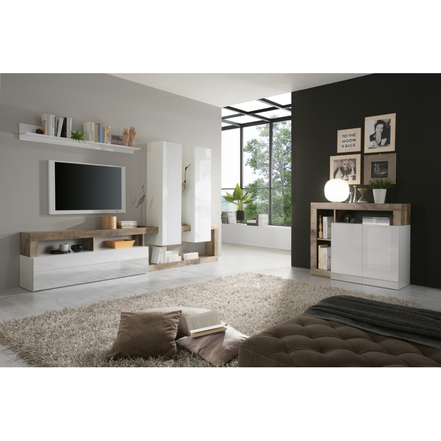 Cómoda LENOR blanca/marrón