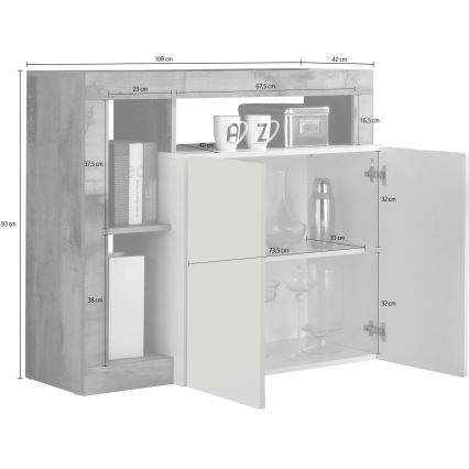 Cómoda LENOR blanca/marrón