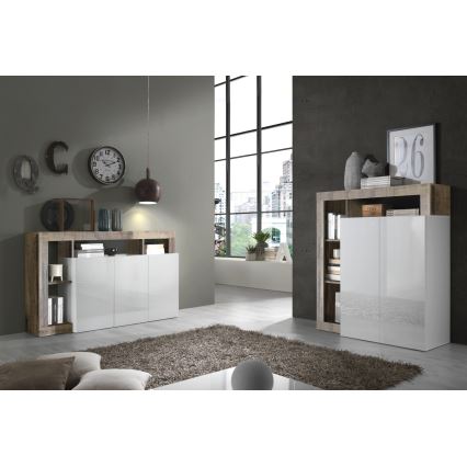 Cómoda LENOR blanca/marrón