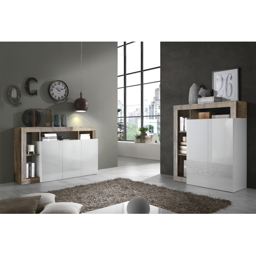 Cómoda LENOR blanca/marrón