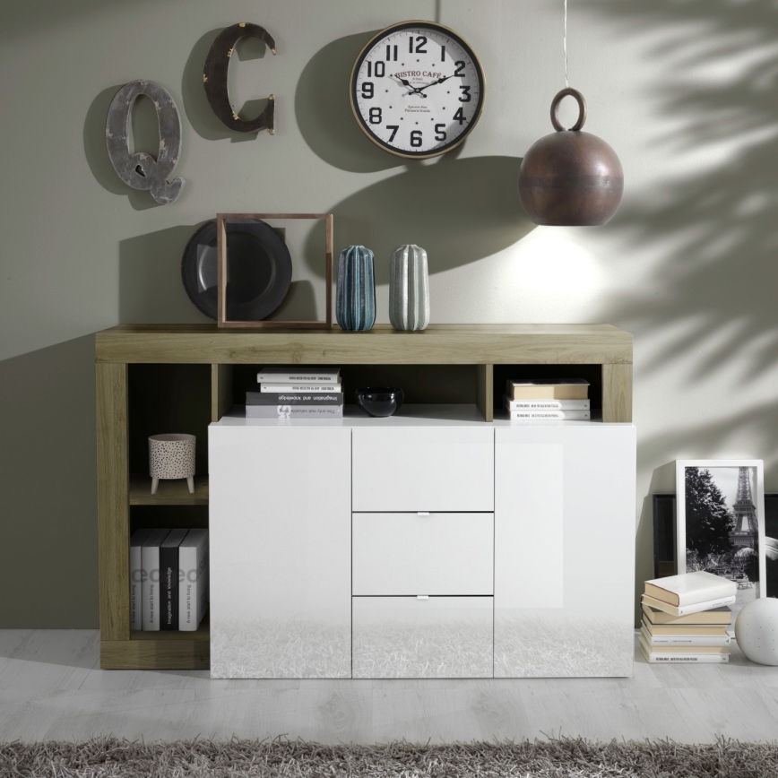 Cómoda LENOR blanca/marrón