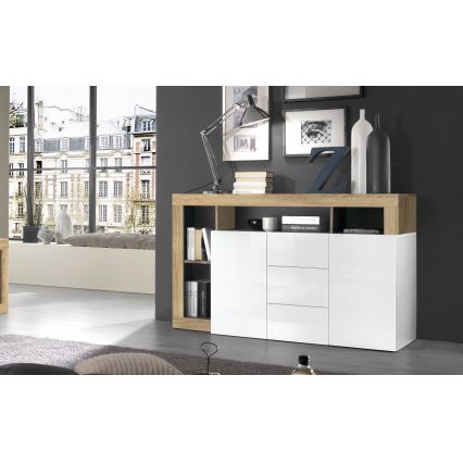 Cómoda LENOR blanca/marrón