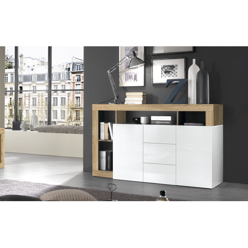 Cómoda LENOR blanca/marrón