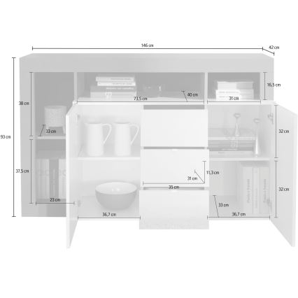 Cómoda LENOR blanca/marrón