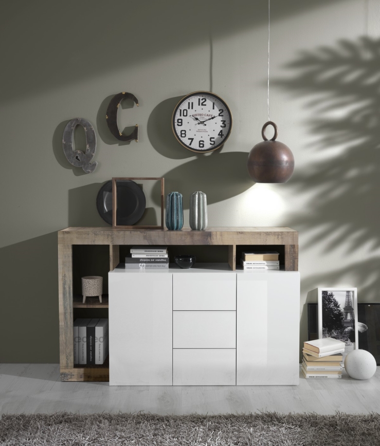 Cómoda LENOR blanca/marrón