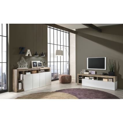 Cómoda LENOR blanca/marrón