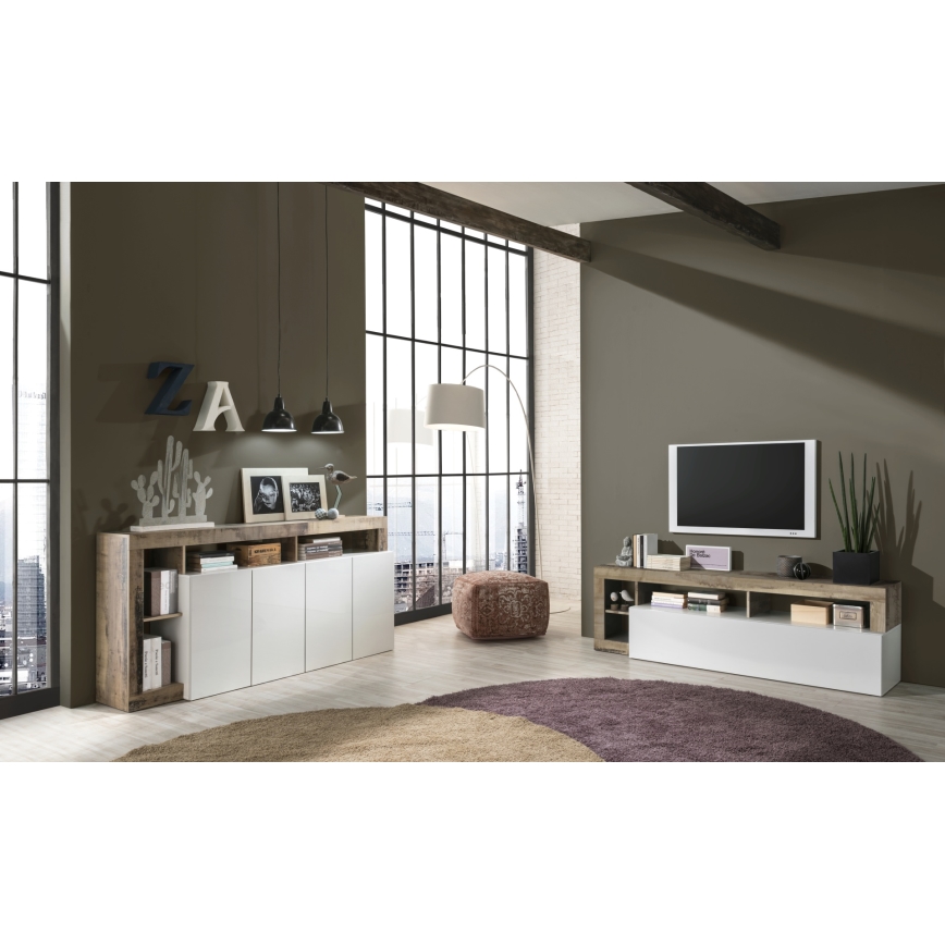 Cómoda LENOR blanca/marrón
