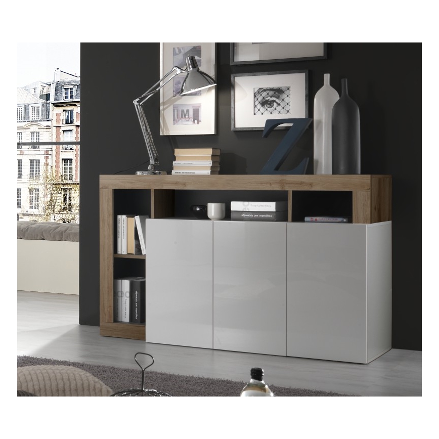 Cómoda LENOR blanca/roble