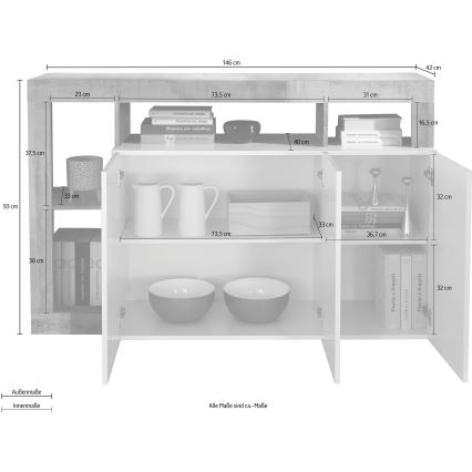 Cómoda LENOR blanca/roble