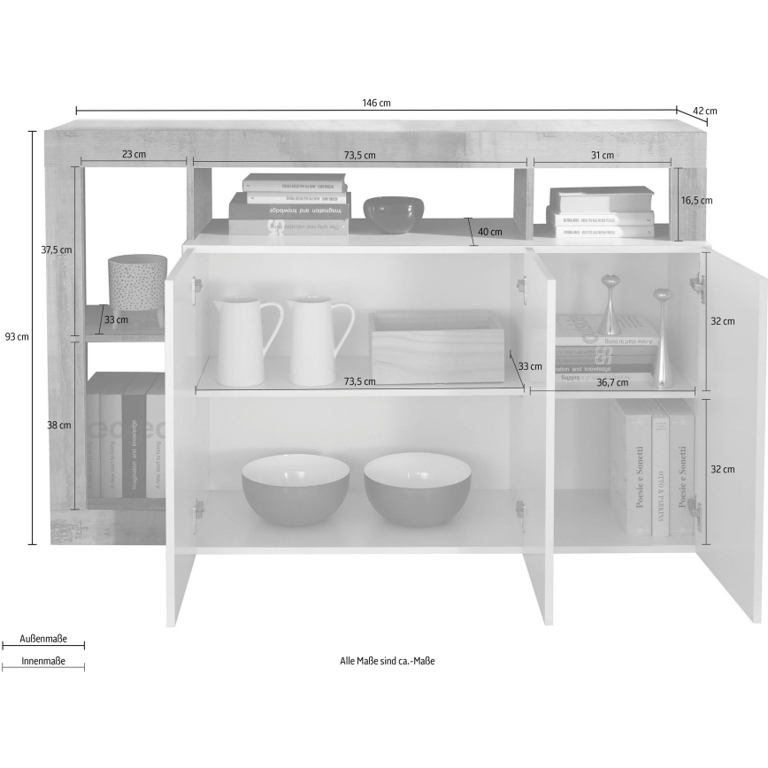 Cómoda LENOR blanca/roble