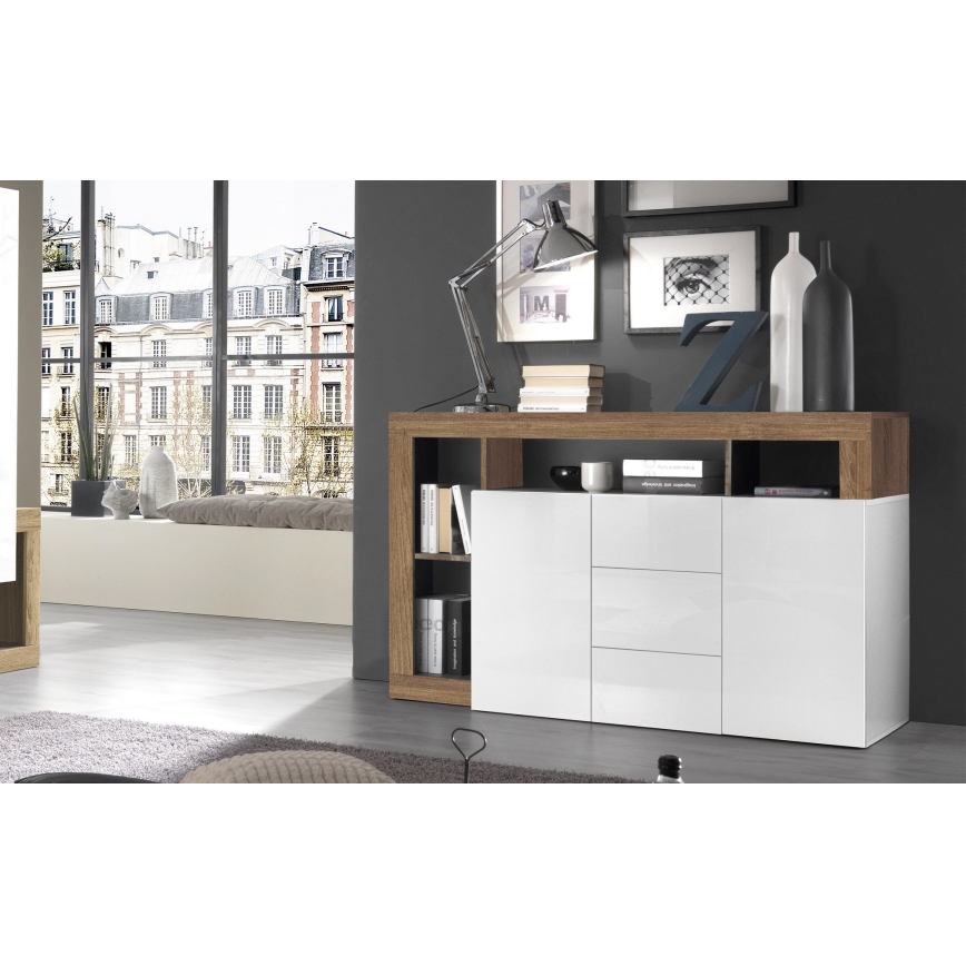 Cómoda LENOR blanca/roble