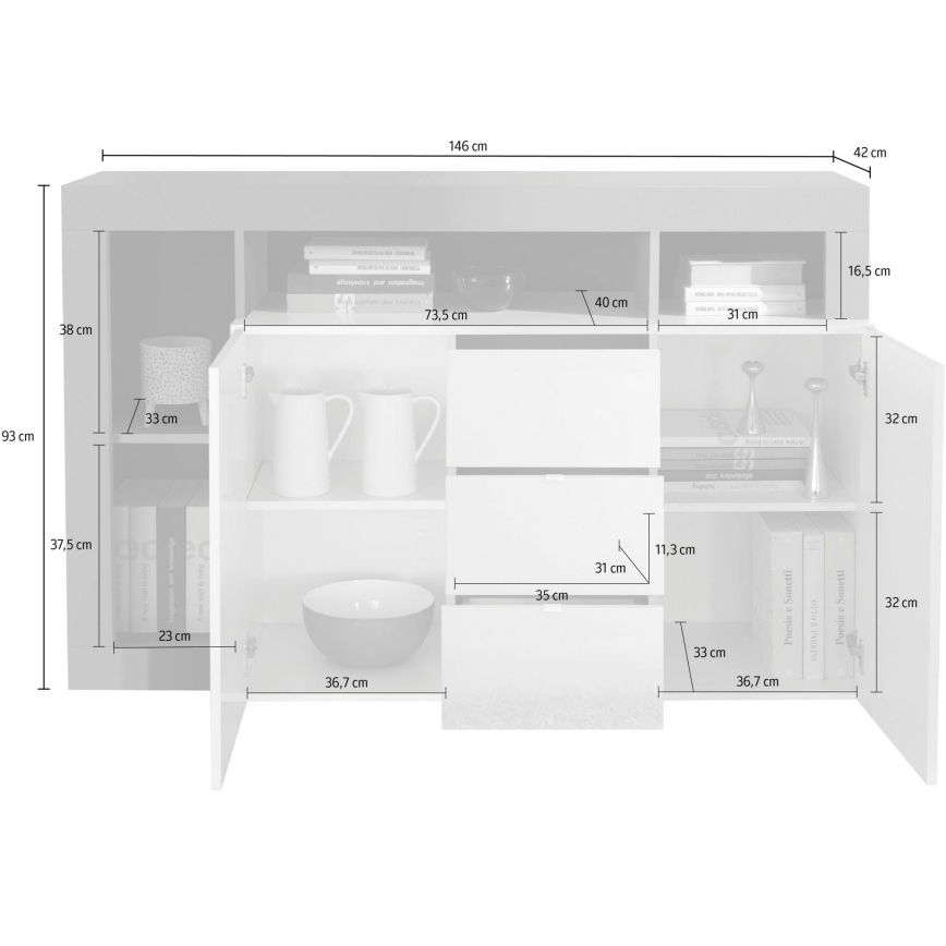 Cómoda LENOR blanca/roble