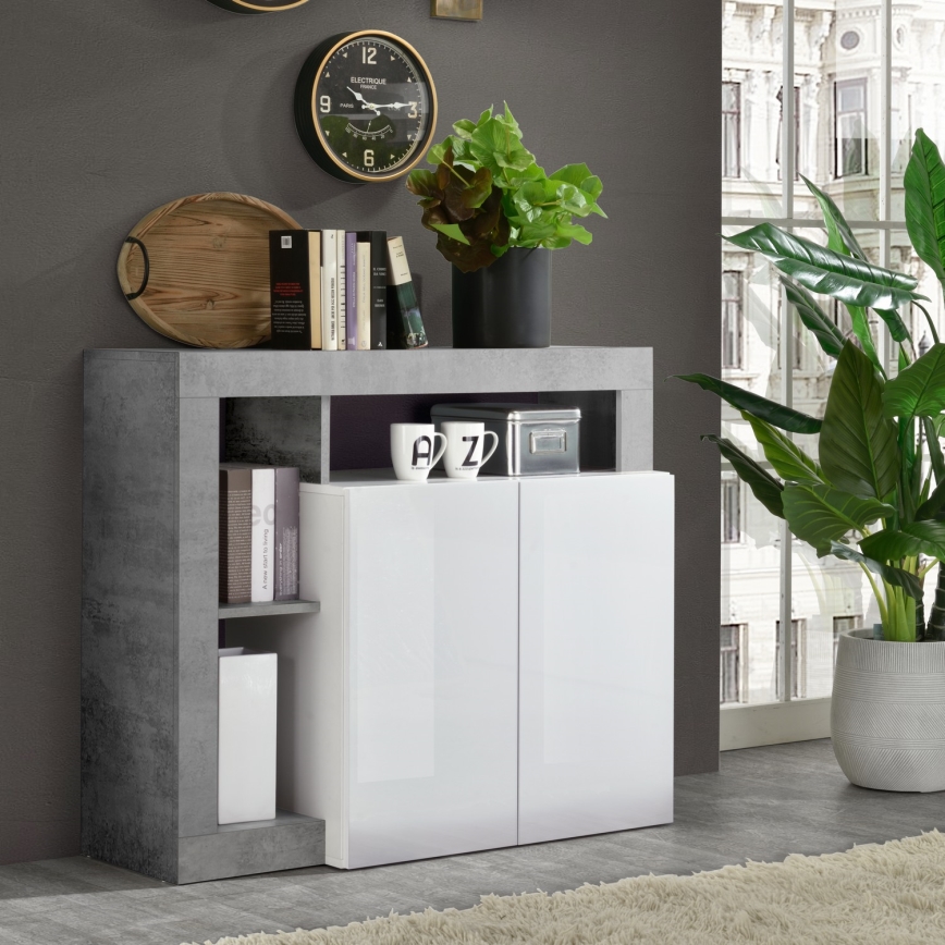Cómoda LENOR blanco/gris efecto hormigón