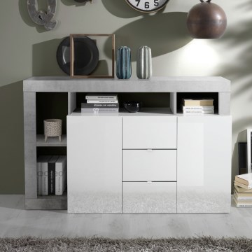 Cómoda LENOR blanco/gris efecto hormigón