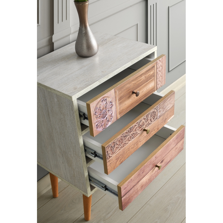 Cómoda LIZA 68x50 blanco/marrón
