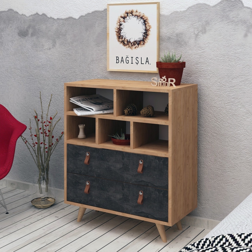 Cómoda MARCO 85,6x70 cm antracita/marrón
