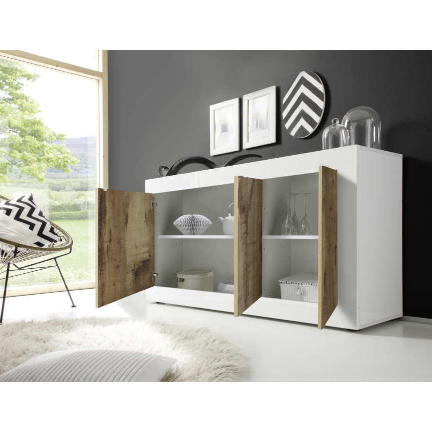 Cómoda NERILA blanca/marrón