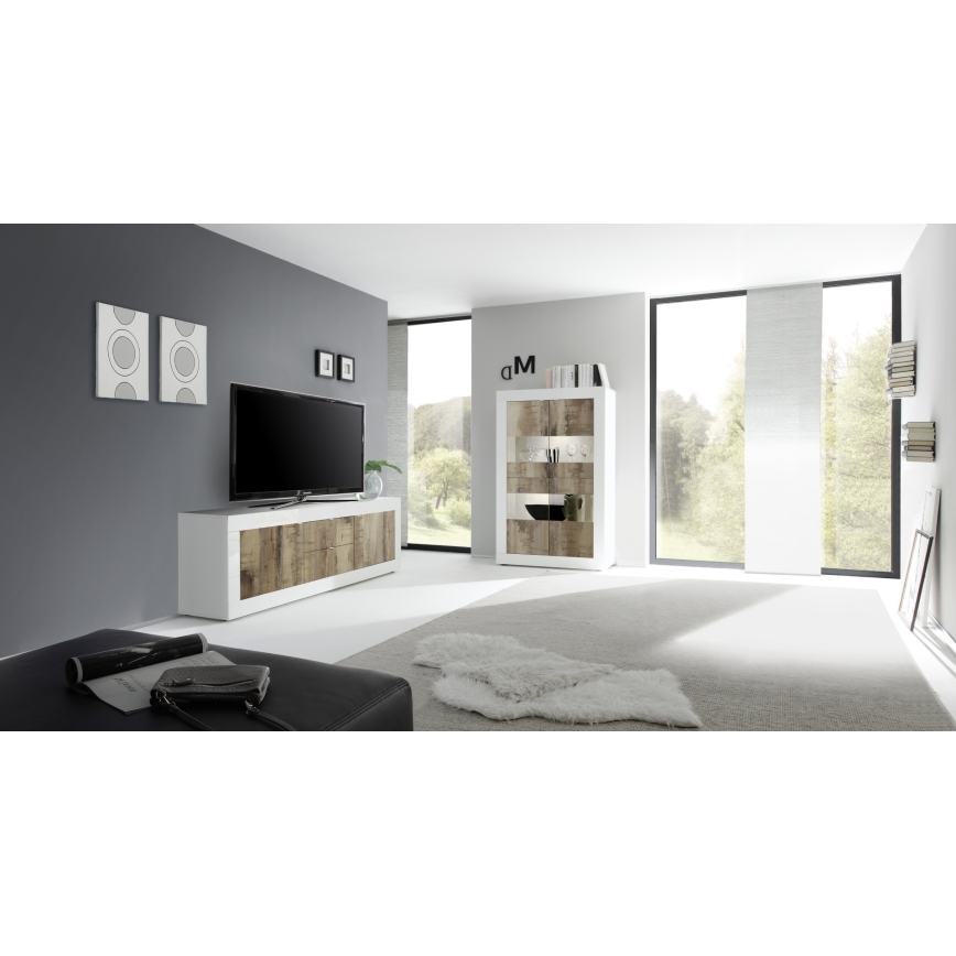 Cómoda NERILA blanca/marrón