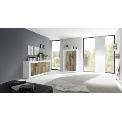 Cómoda NERILA blanca/marrón