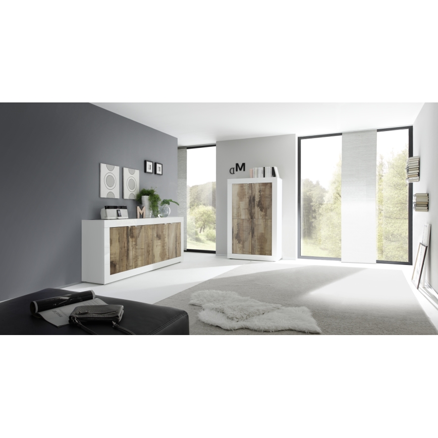 Cómoda NERILA blanca/marrón