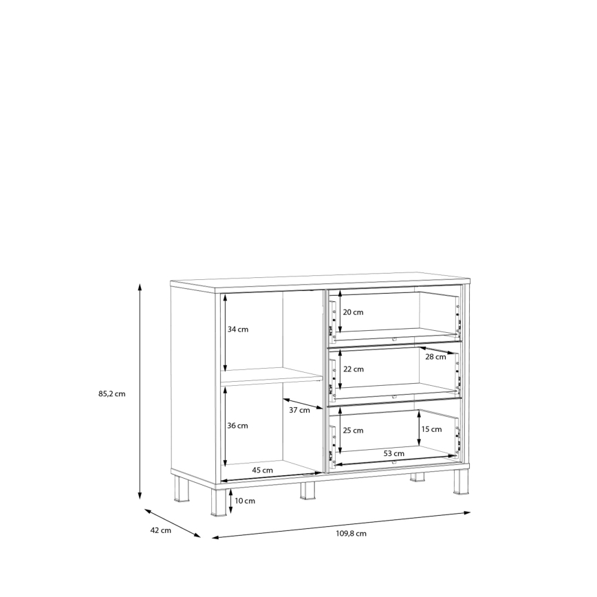 Cómoda OREN con cajones marrón/negro