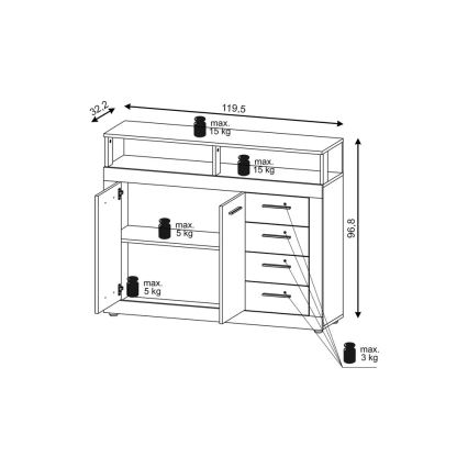 Cómoda RUNA en marrón claro/antracita