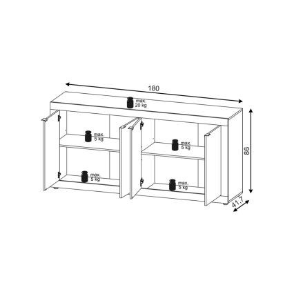 Cómoda RUNEA marrón claro/antracita