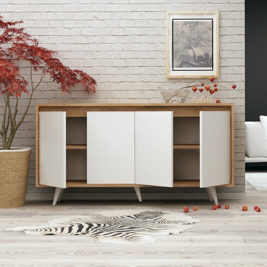 Cómoda SHANS 86x140 cm marrón/blanco