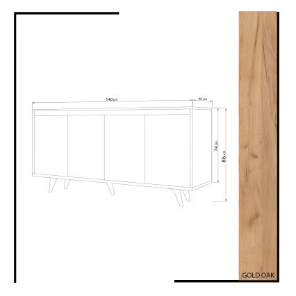 Cómoda SHANS 86x140 cm marrón/blanco