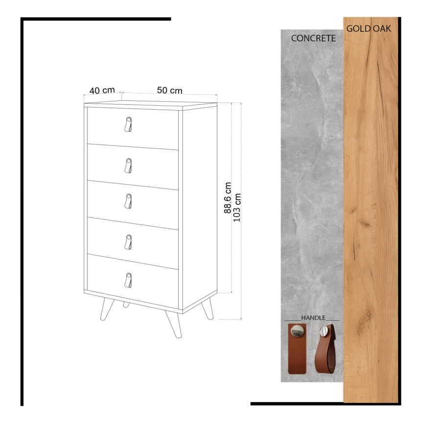 Cómoda SPANZE 103x50 cm marrón/gris