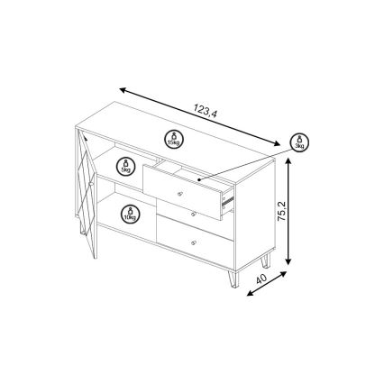 Cómoda SULA roble artisan/blanca