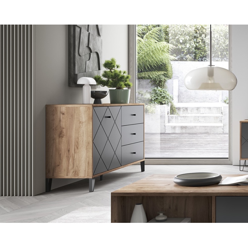 Cómoda SULA roble craft/negro