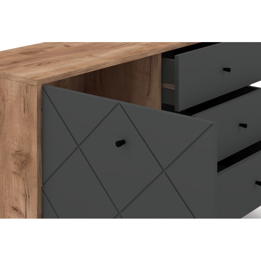 Cómoda SULA roble craft/negro