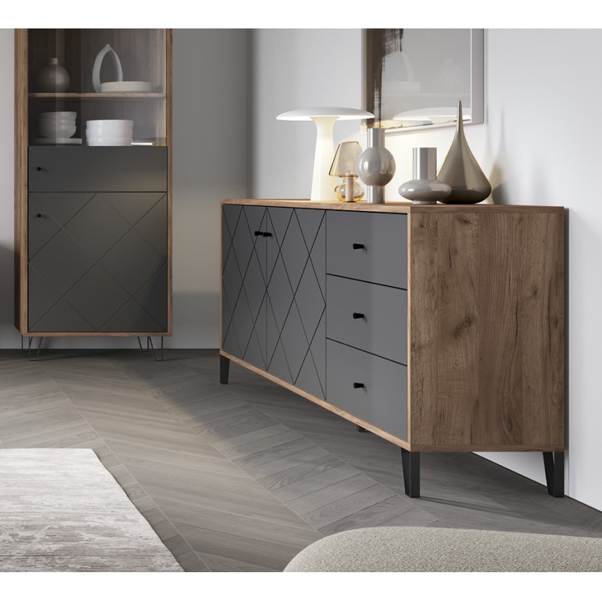 Cómoda SULA roble craft/negro