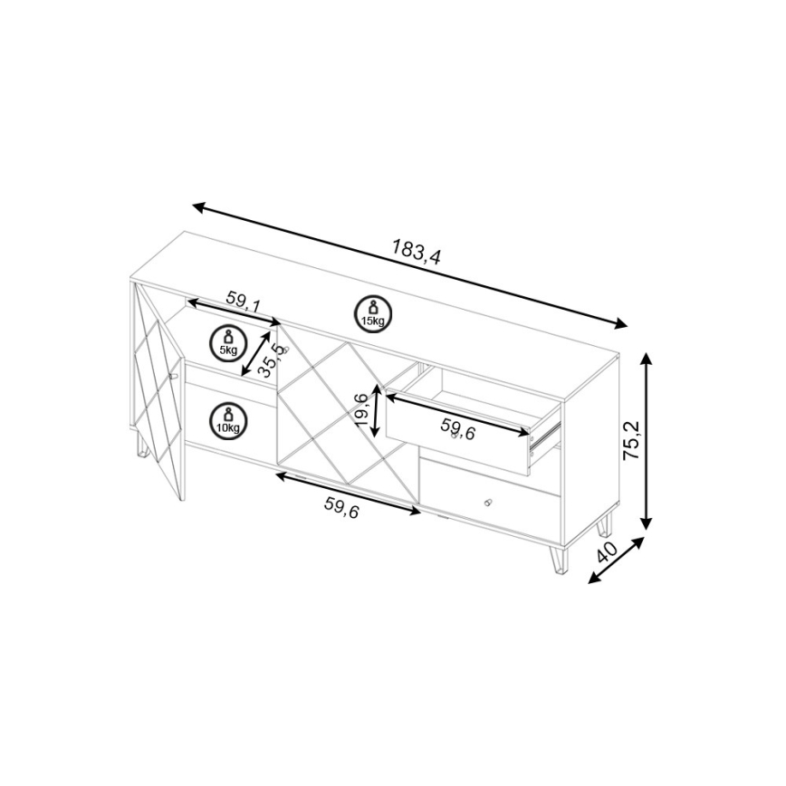 Cómoda SULA roble craft/negro