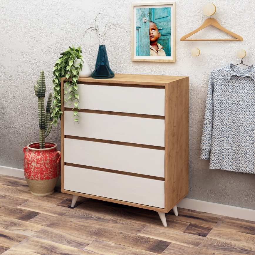Cómoda SUVERA 86x70 cm blanco/beige